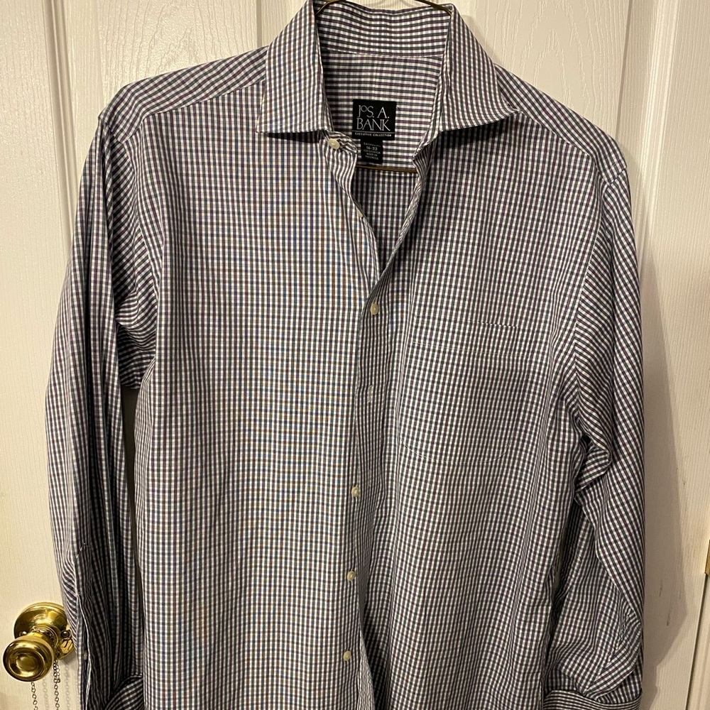 Jos a banks Sz16-33!Pocket cuffed sleeves for cuff links!Pu/blk/blu!New